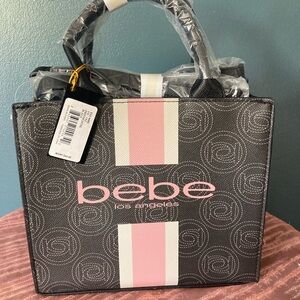 Bebe Black Tote with Pink Highlights